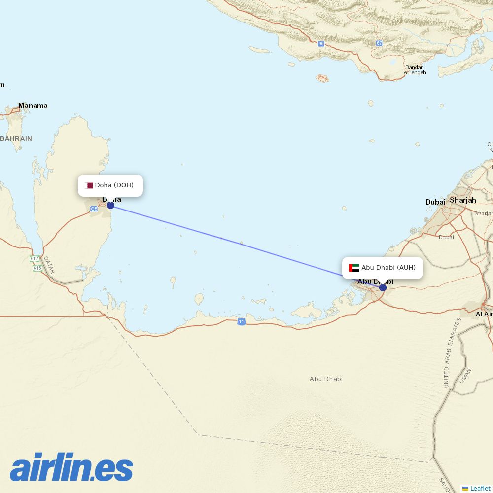 Etihad at DOH route map