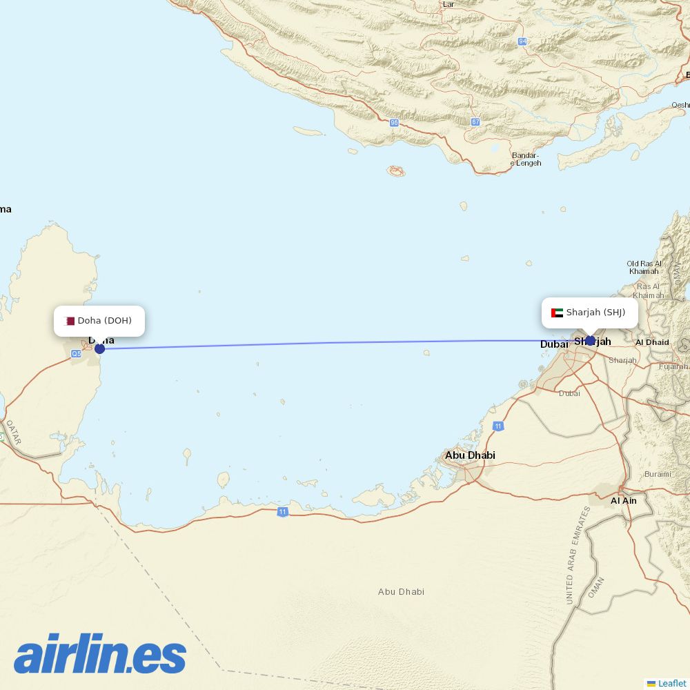 Air Arabia at DOH route map