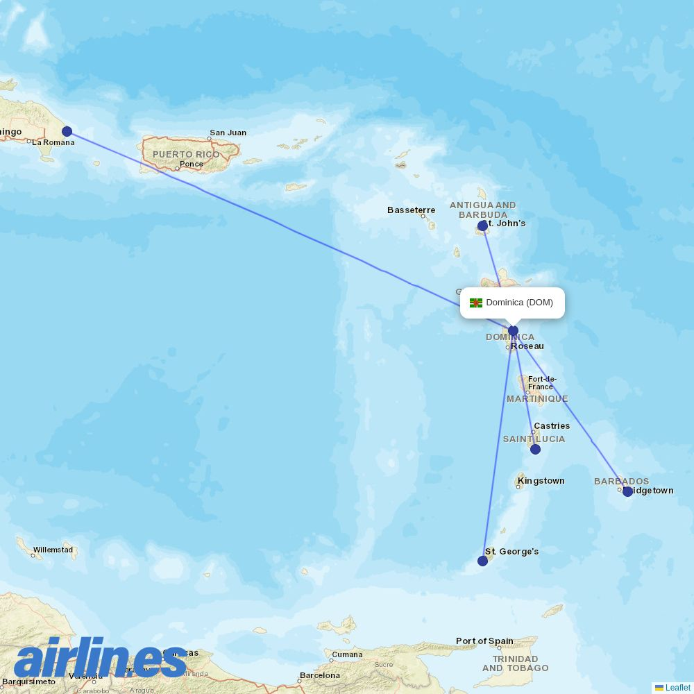 LIAT20 at DOM route map