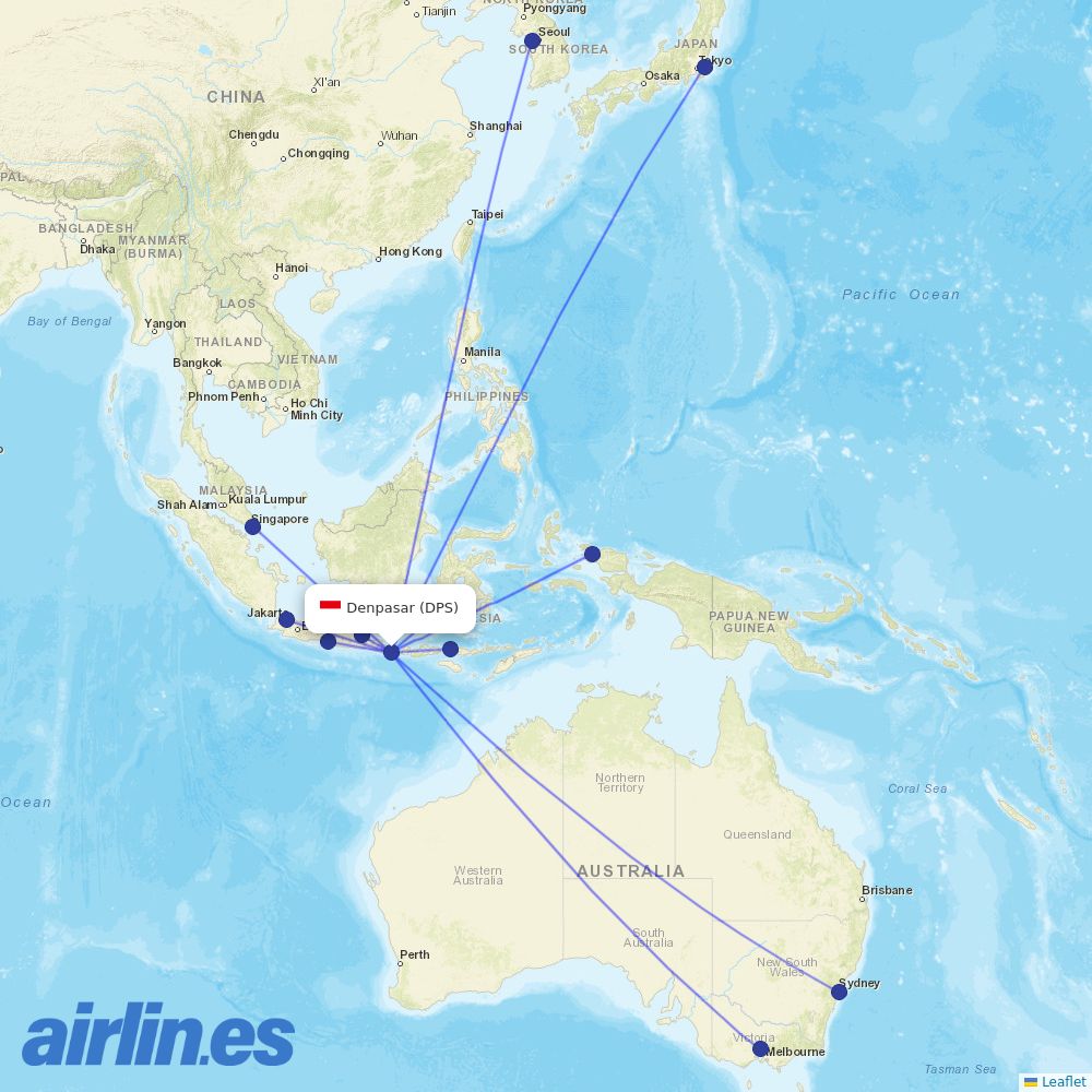 Garuda Indonesia at DPS route map