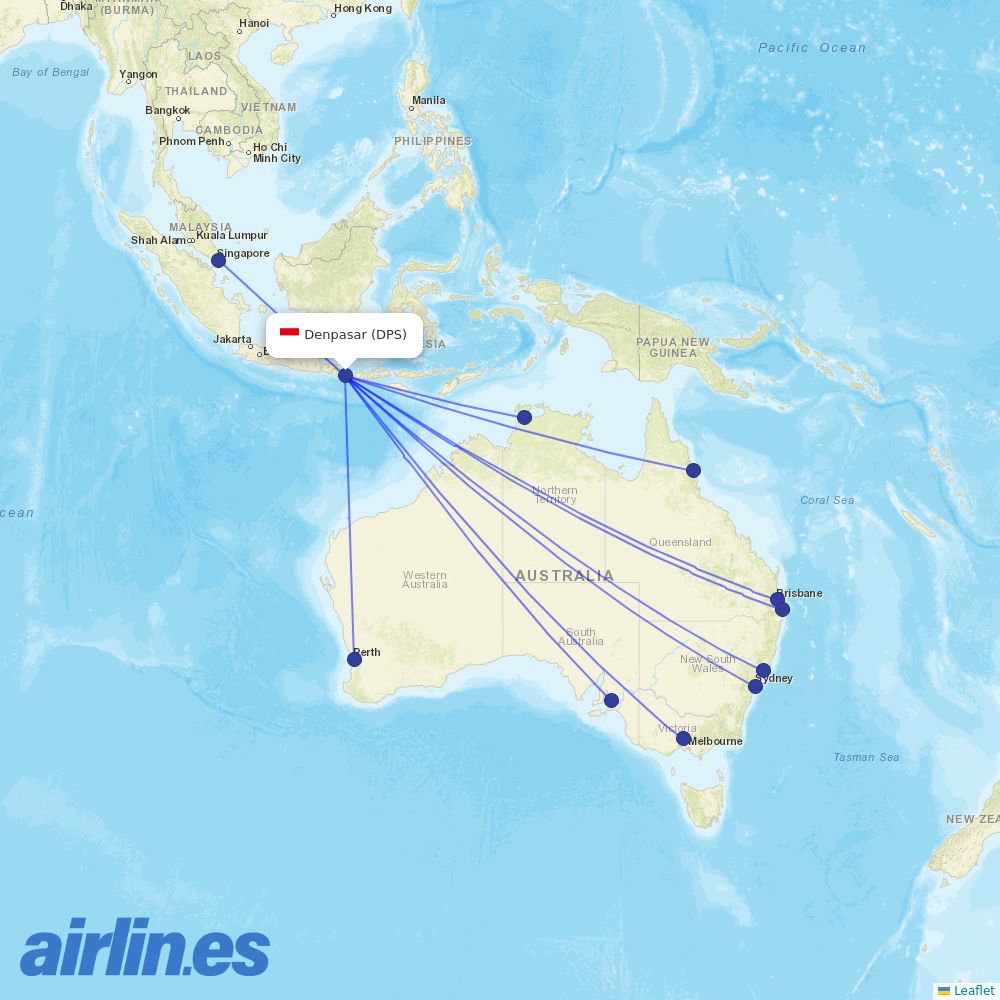 Jetstar at DPS route map