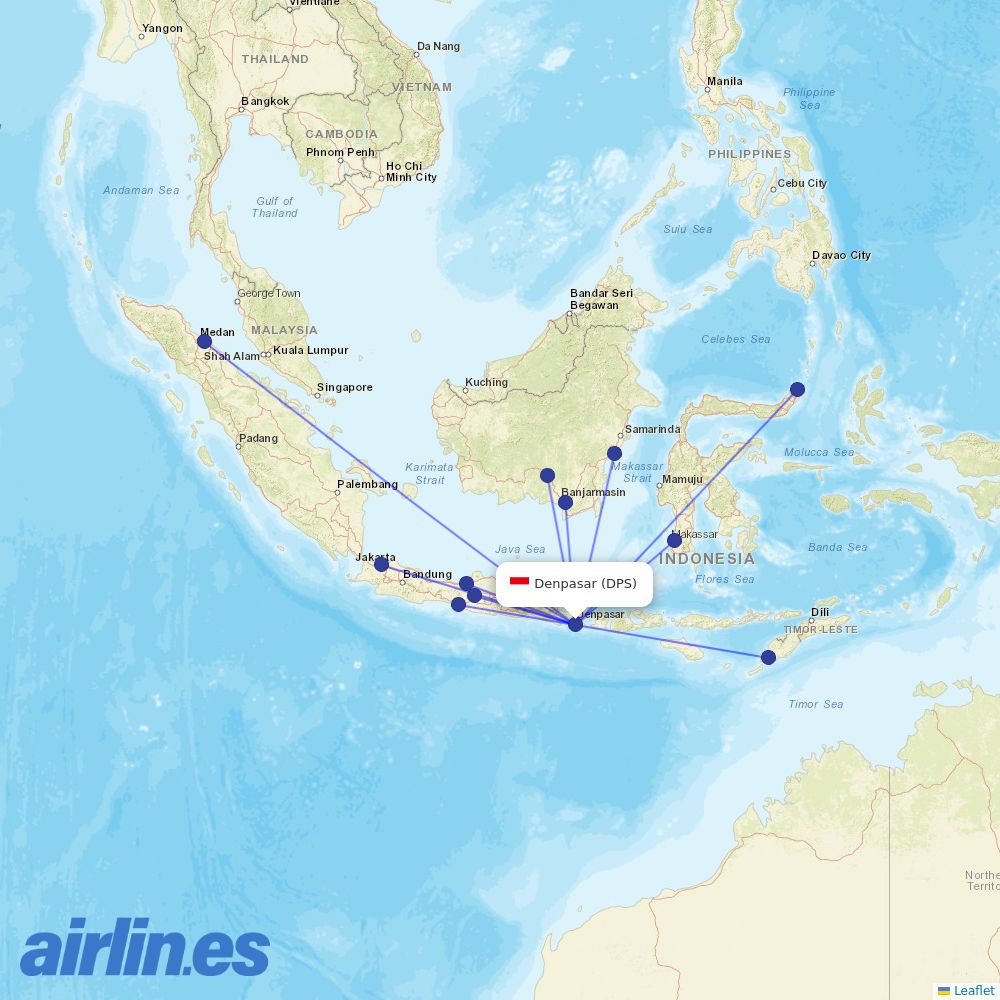 Lion Air at DPS route map