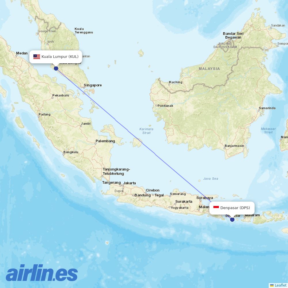 Malaysia Airlines at DPS route map