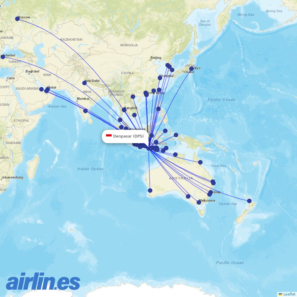 Batik Air at DPS route map