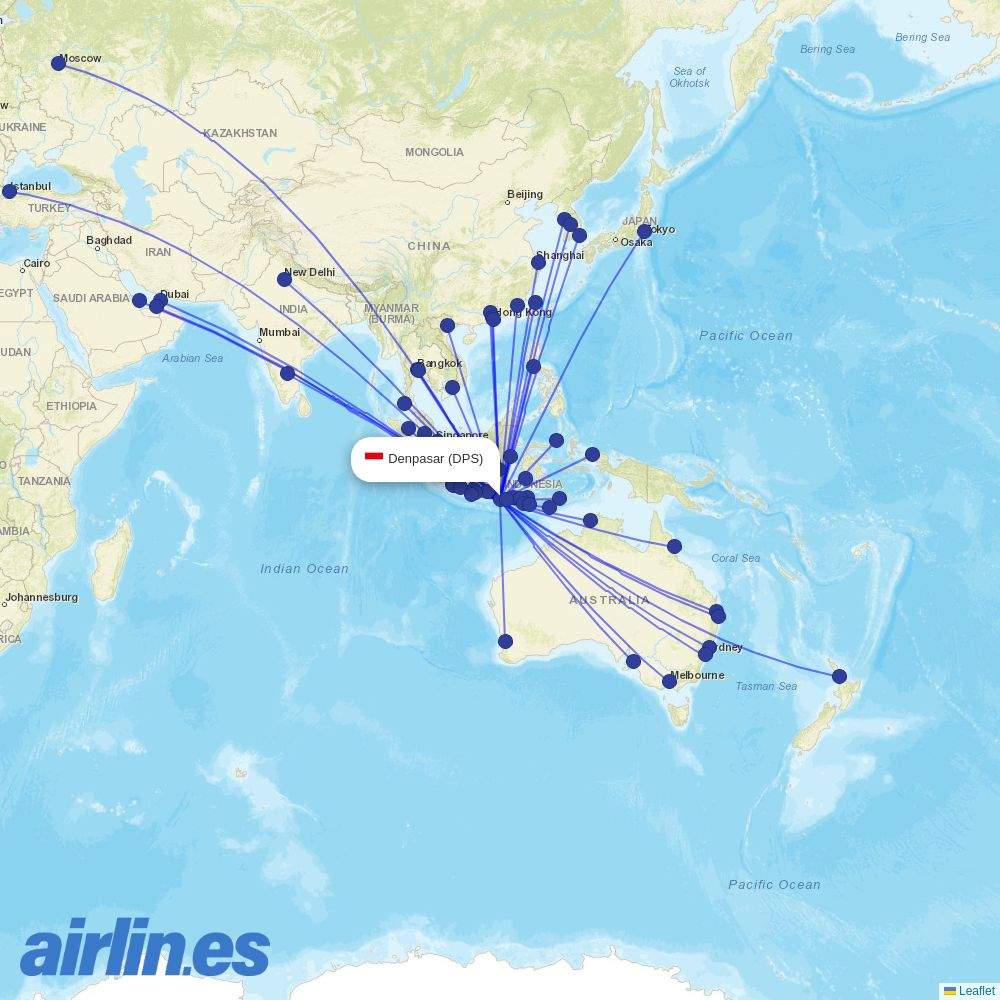Citilink at DPS route map