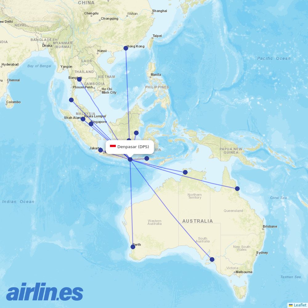 Indonesia AirAsia at DPS route map
