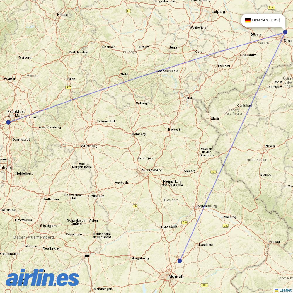 Lufthansa from Dresden destination map