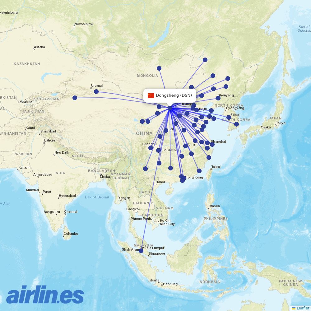 Genghis Khan Airlines at DSN route map