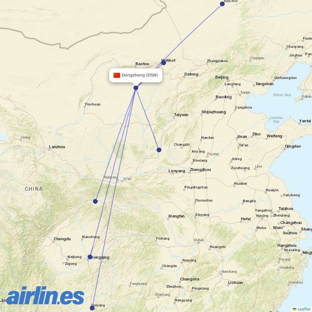 Gestair from Dongsheng destination map