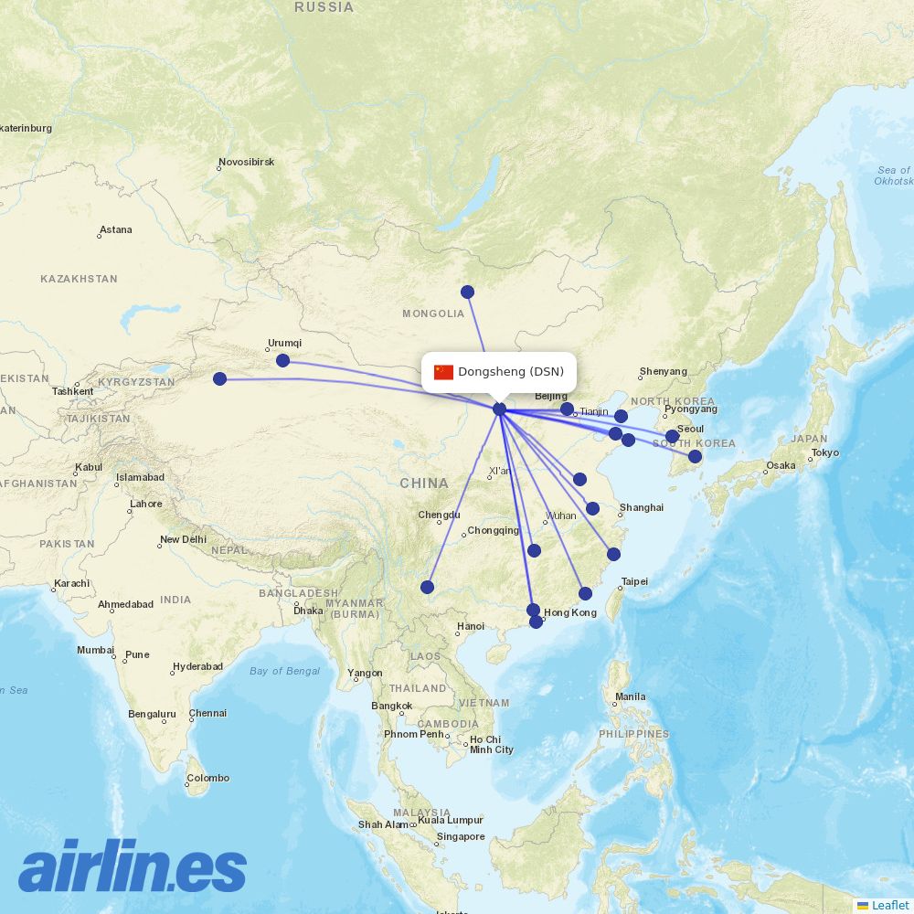 China United Airlines at DSN route map