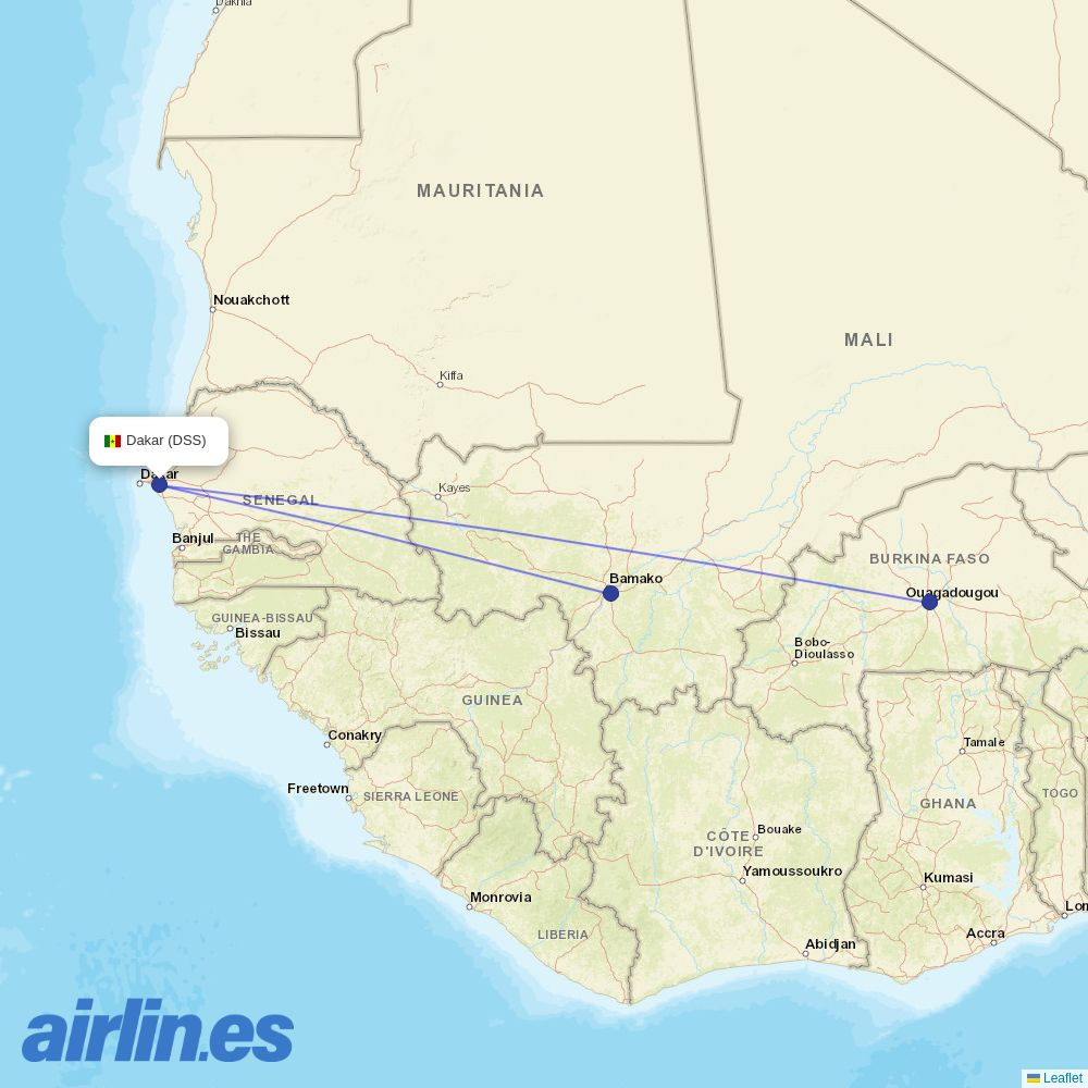 Air Burkina at DSS route map