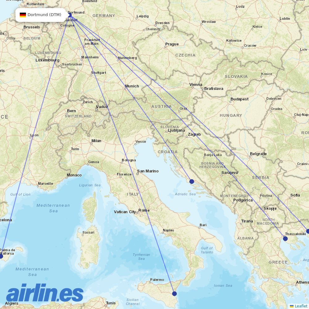 Eurowings from Dortmund destination map