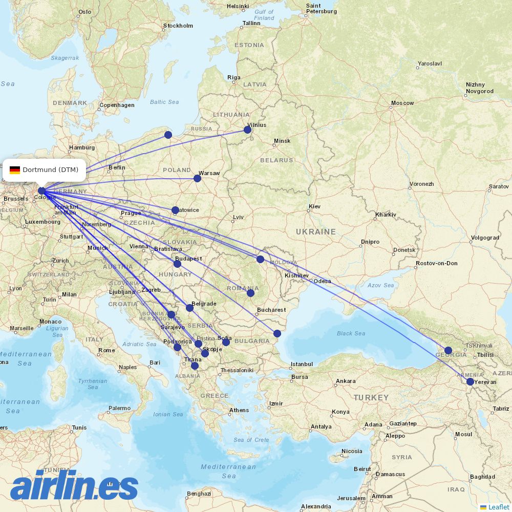 Wizz Air at DTM route map