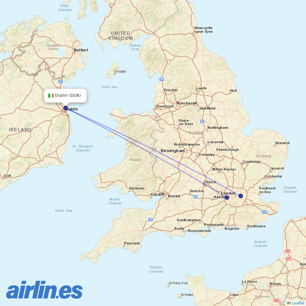 British Airways at DUB route map