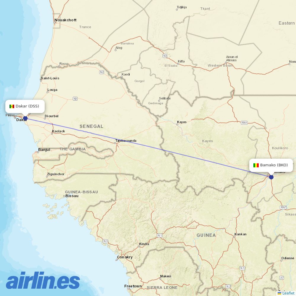 Ethiopian Airlines from Dublin Airport destination map