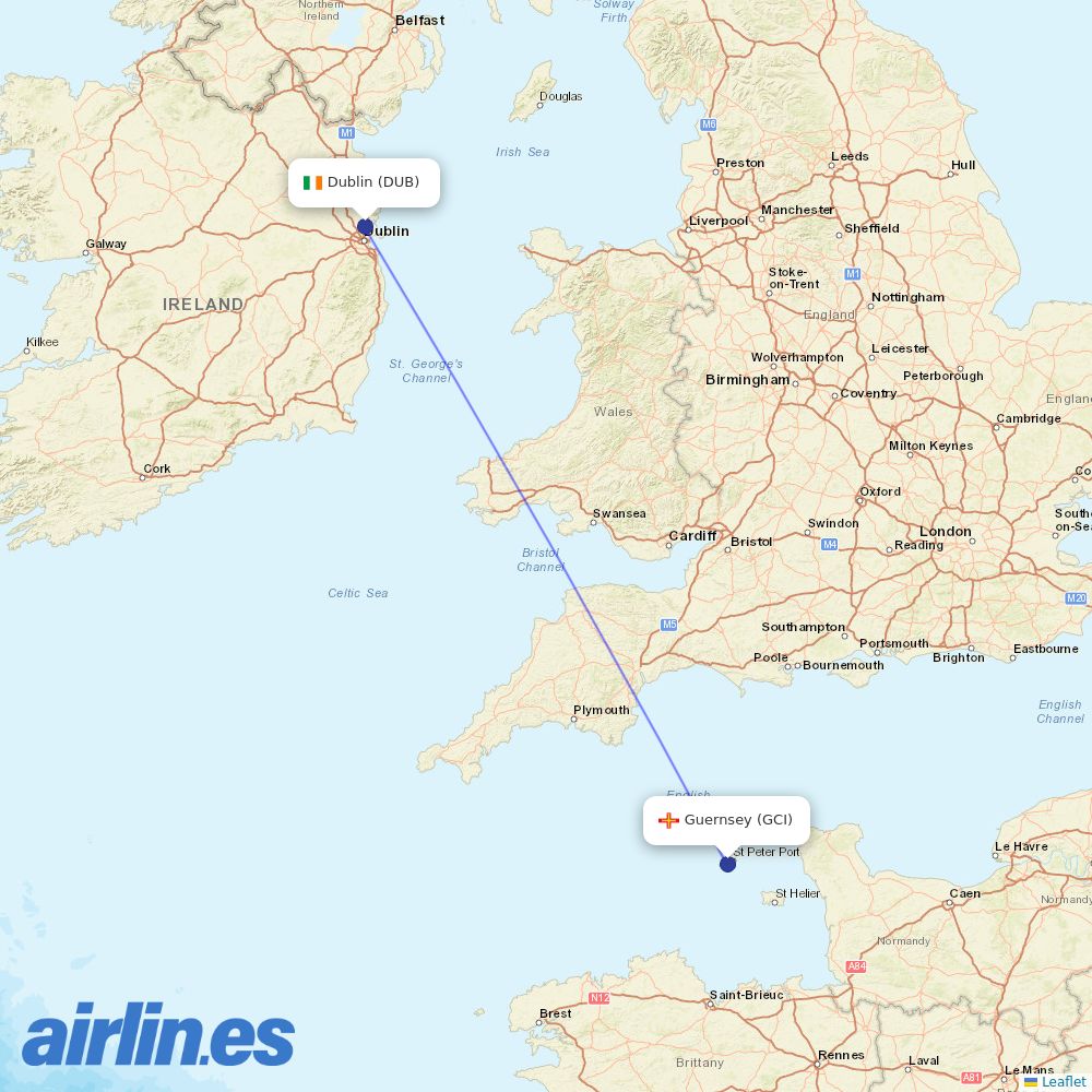Aurigny at DUB route map