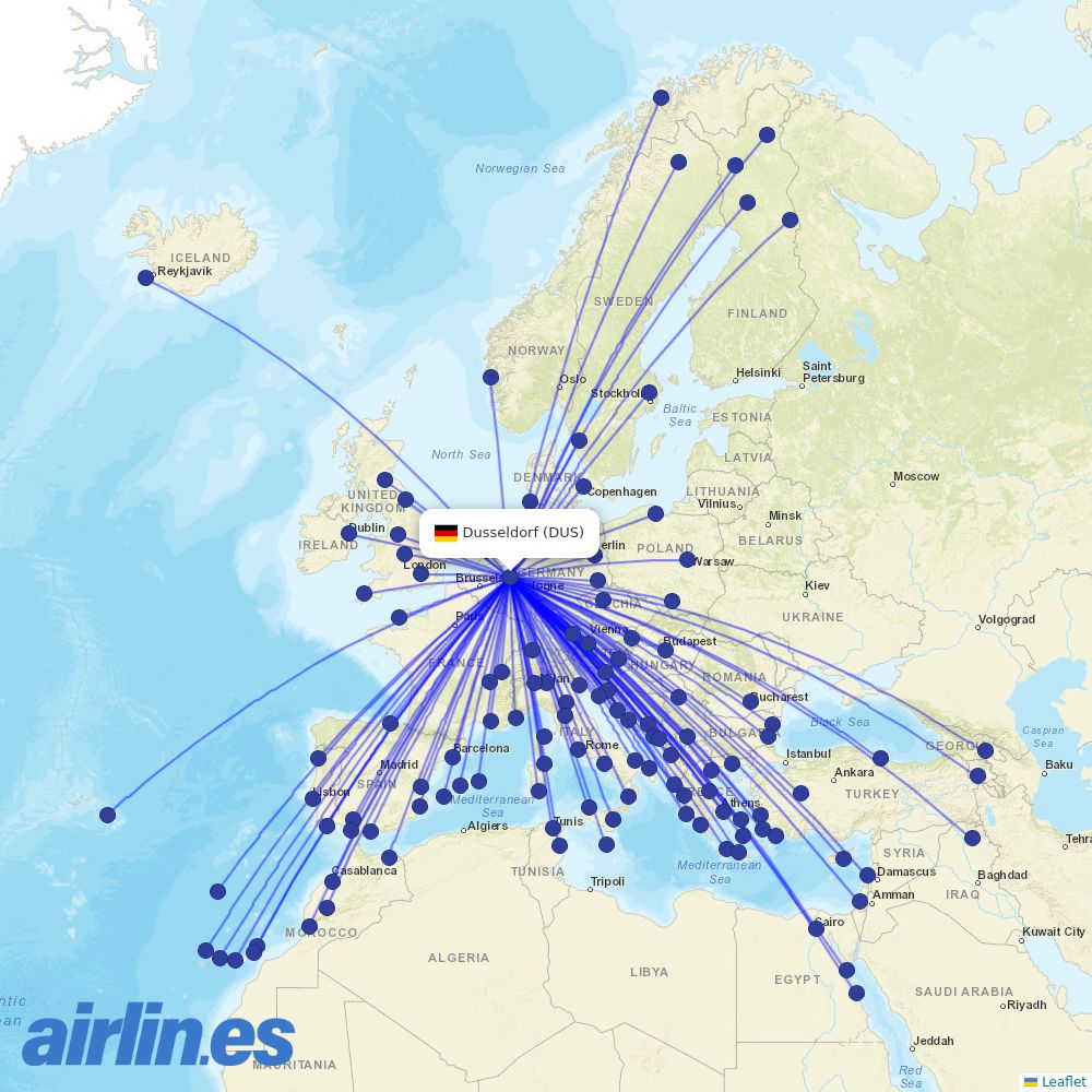 Eurowings from Dusseldorf Airport destination map