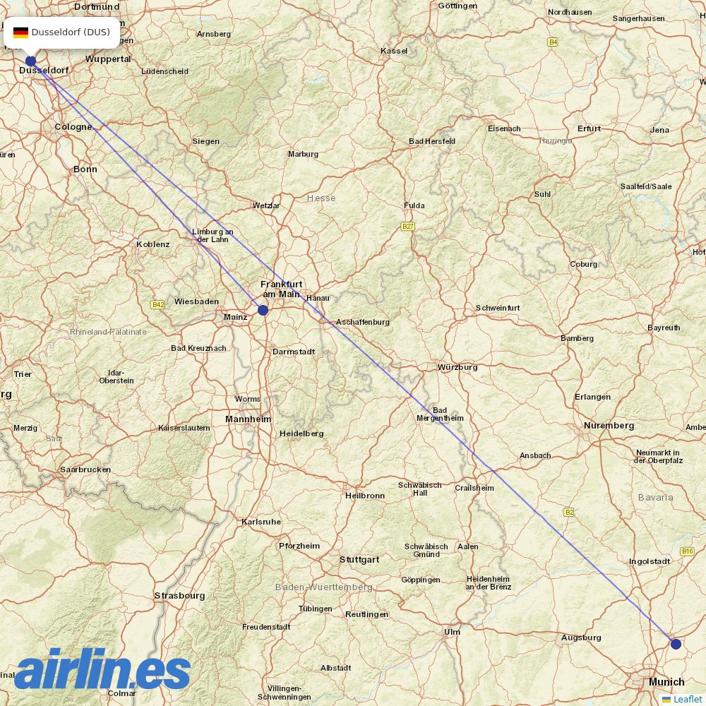Lufthansa at DUS route map