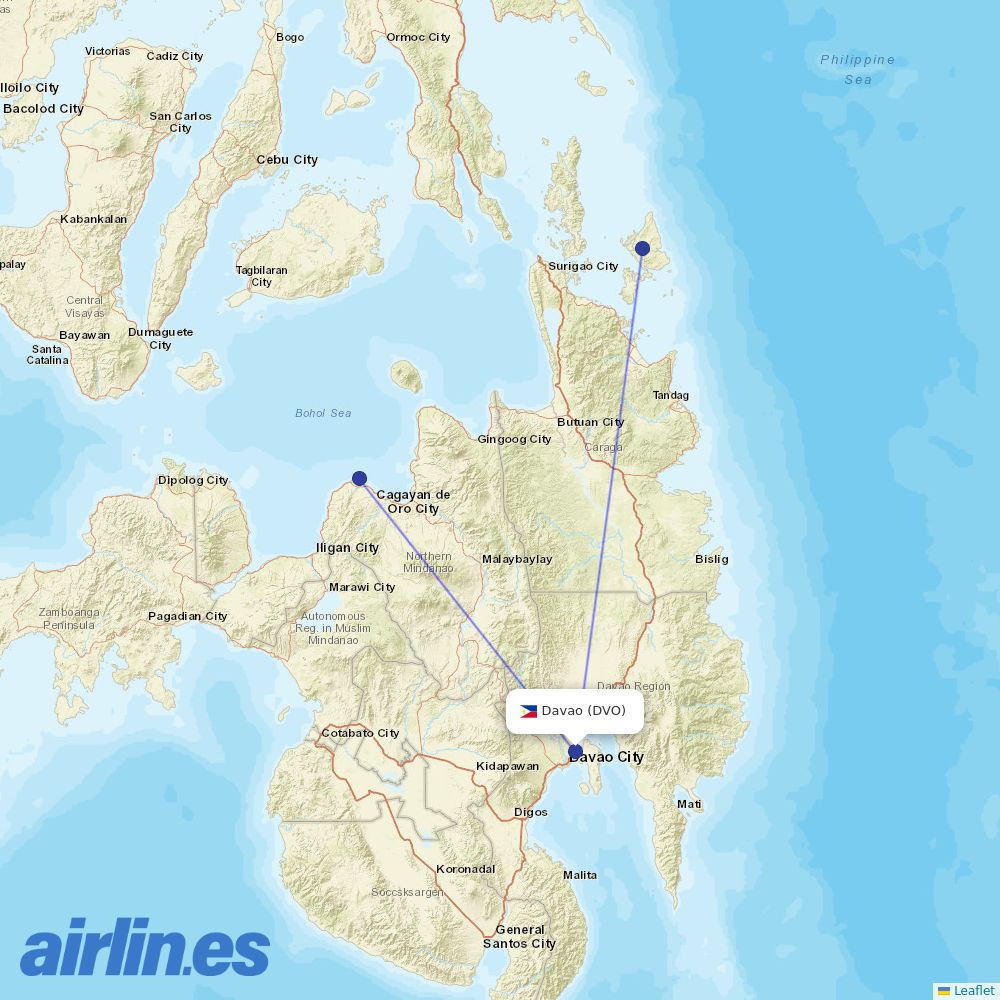 Cebgo from Francisco Bangoy International destination map
