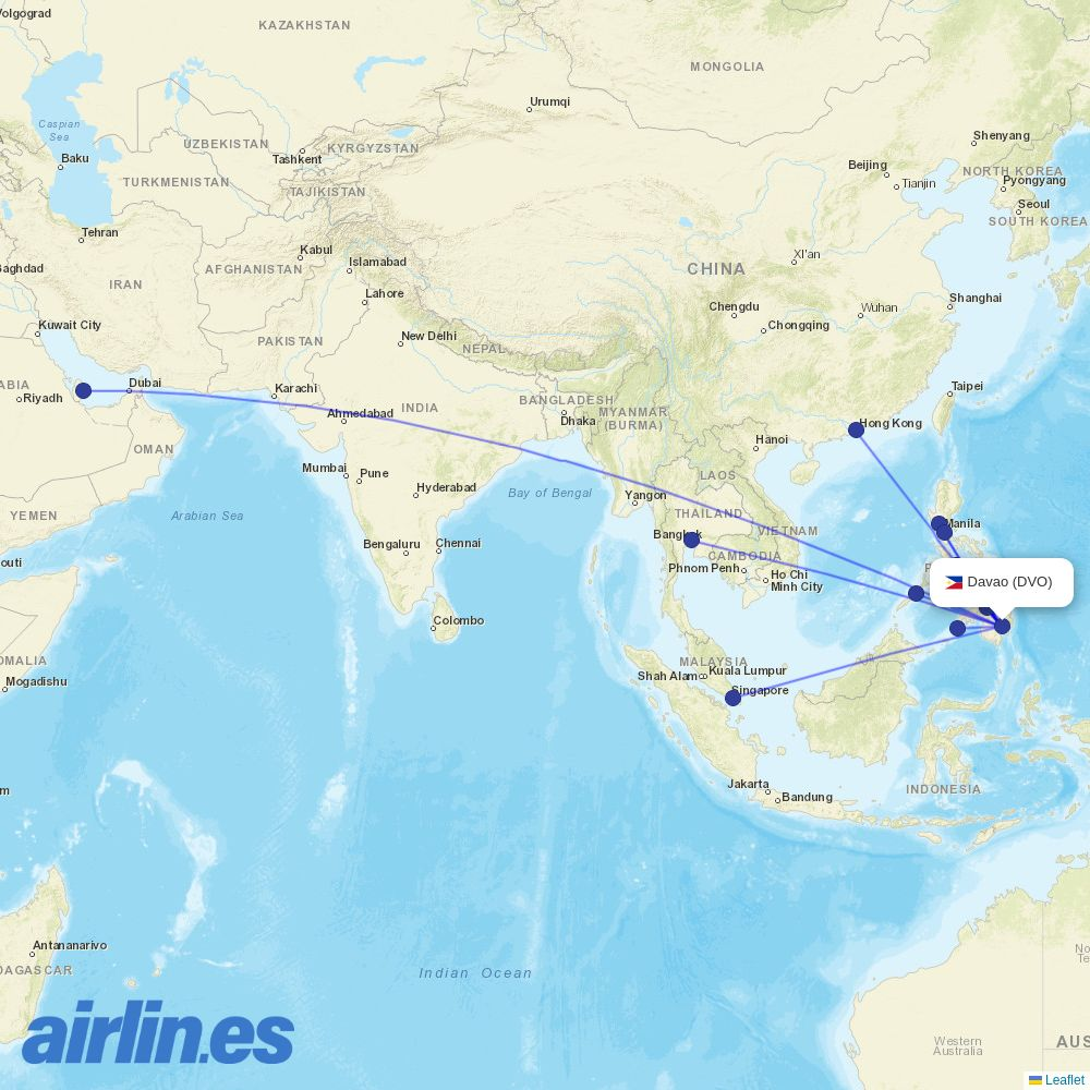 Qatar Airways from Francisco Bangoy International destination map