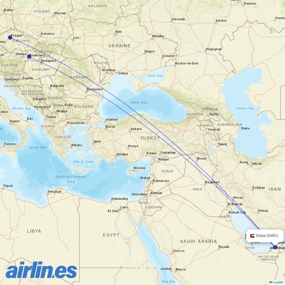 SmartWings from Dubai Al Maktoum destination map