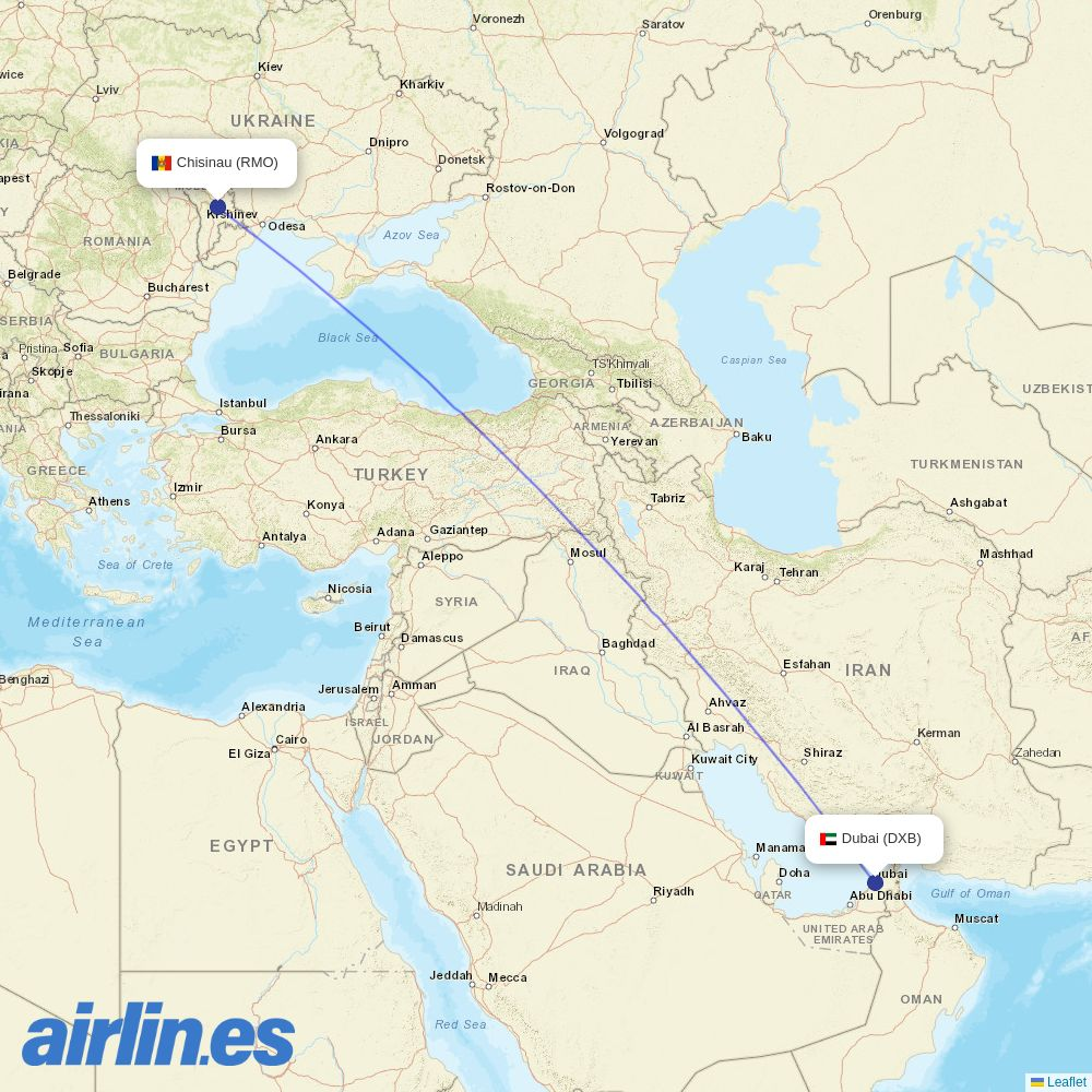 Fly One from Dubai International Airport destination map