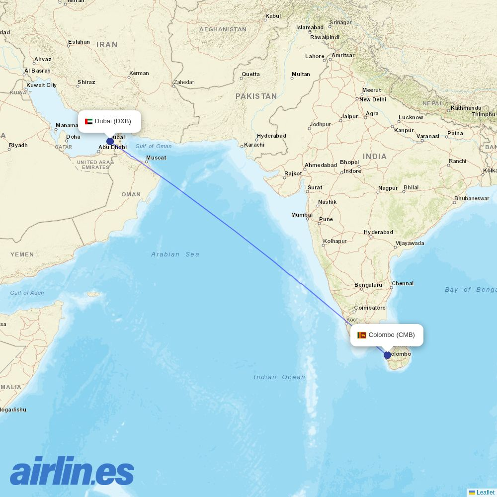 FitsAir at DXB route map