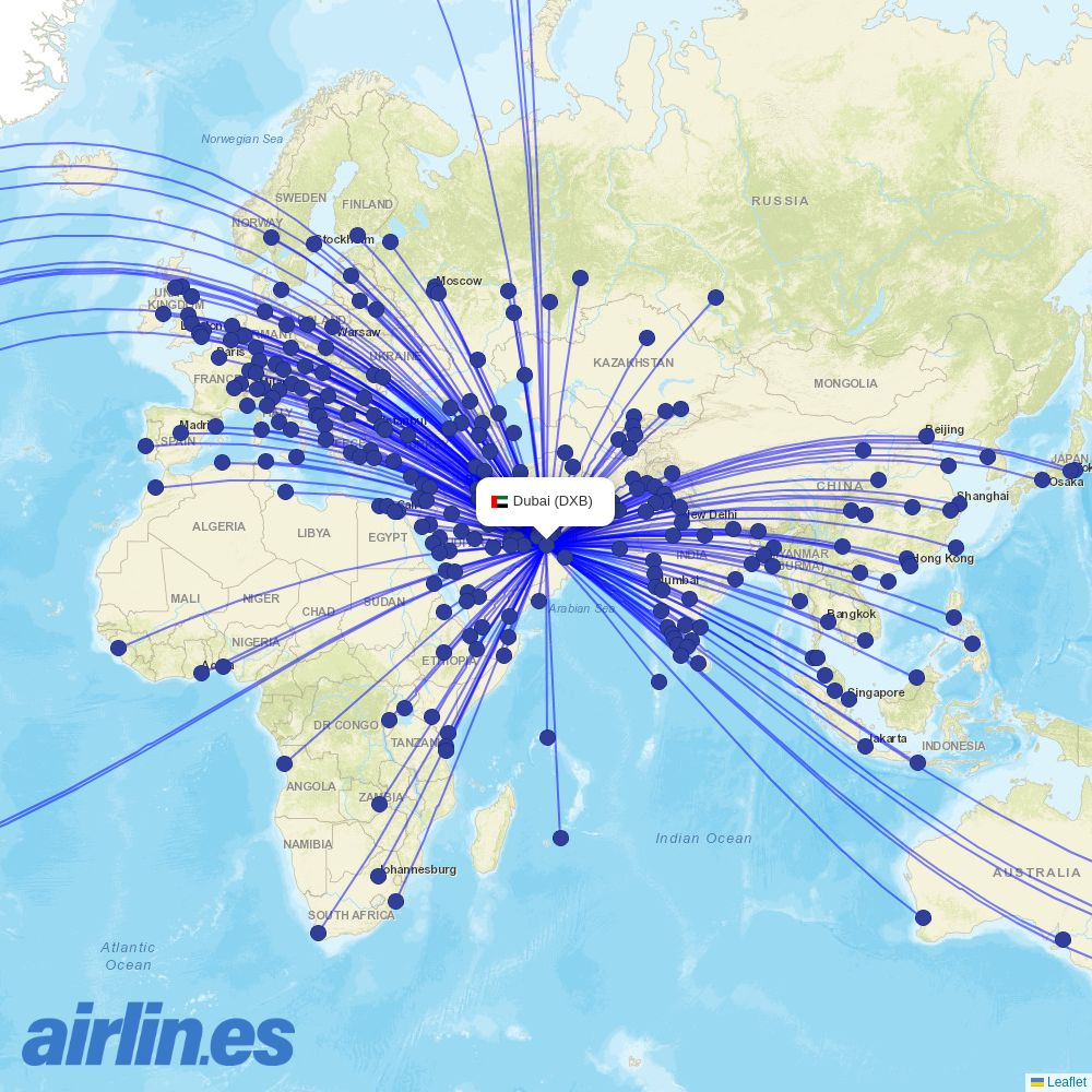 Cyprus Airways at DXB route map