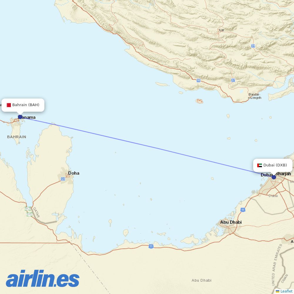Gulf Air at DXB route map
