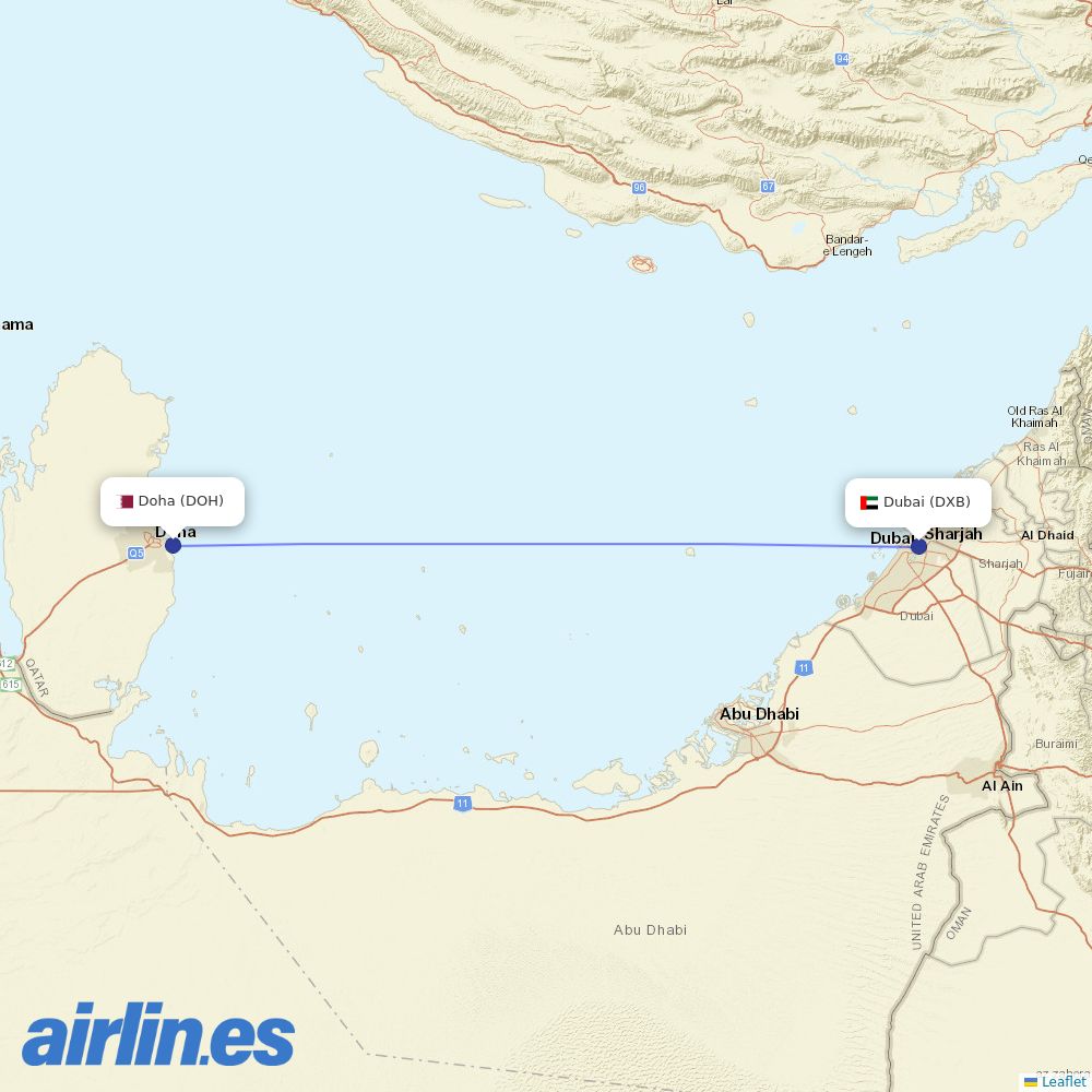 Qatar Airways at DXB route map