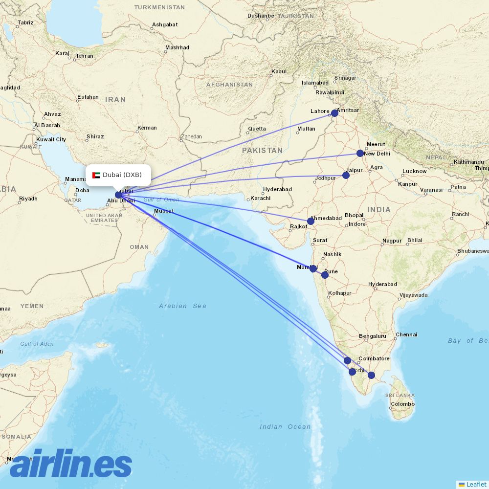 SpiceJet at DXB route map