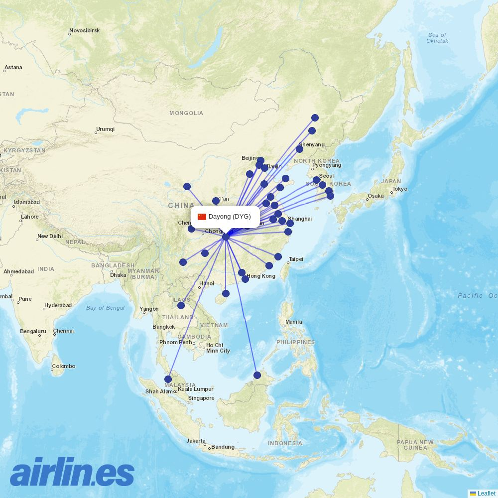 Gestair from Dayong Airport destination map