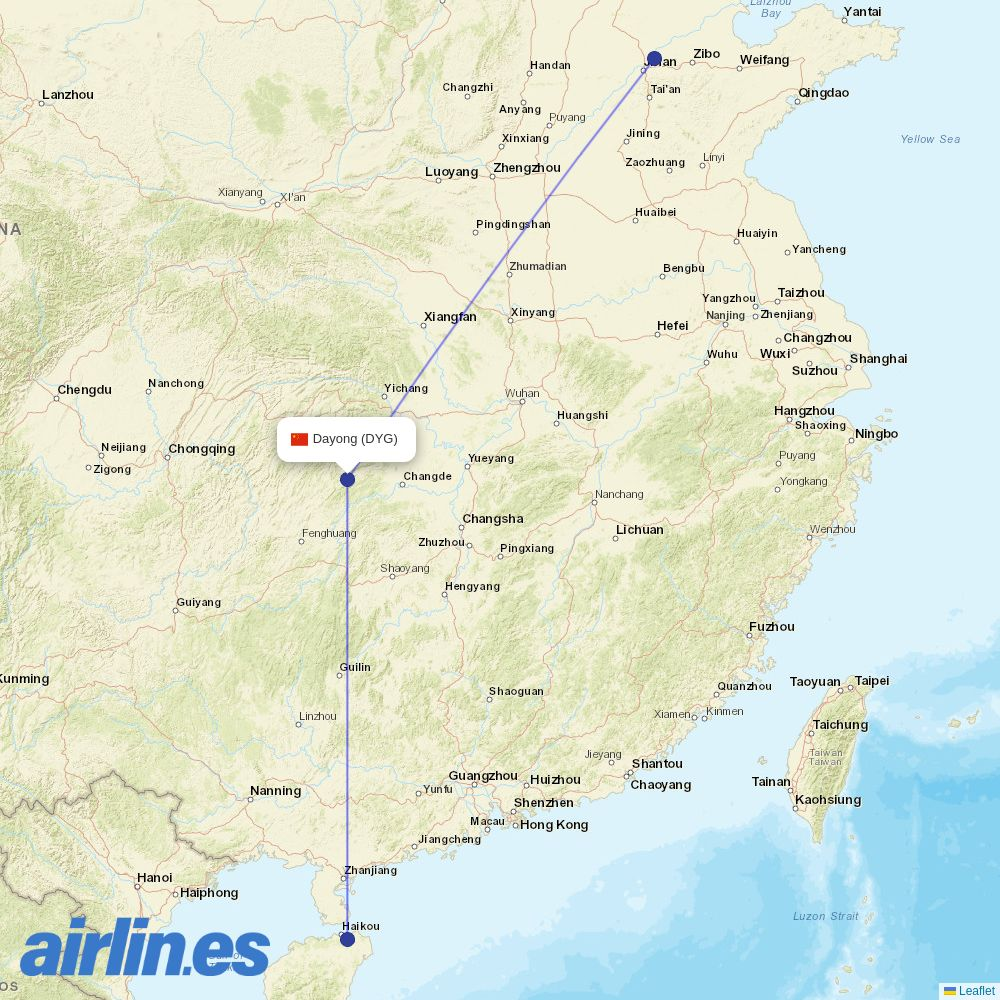 GX Airlines at DYG route map