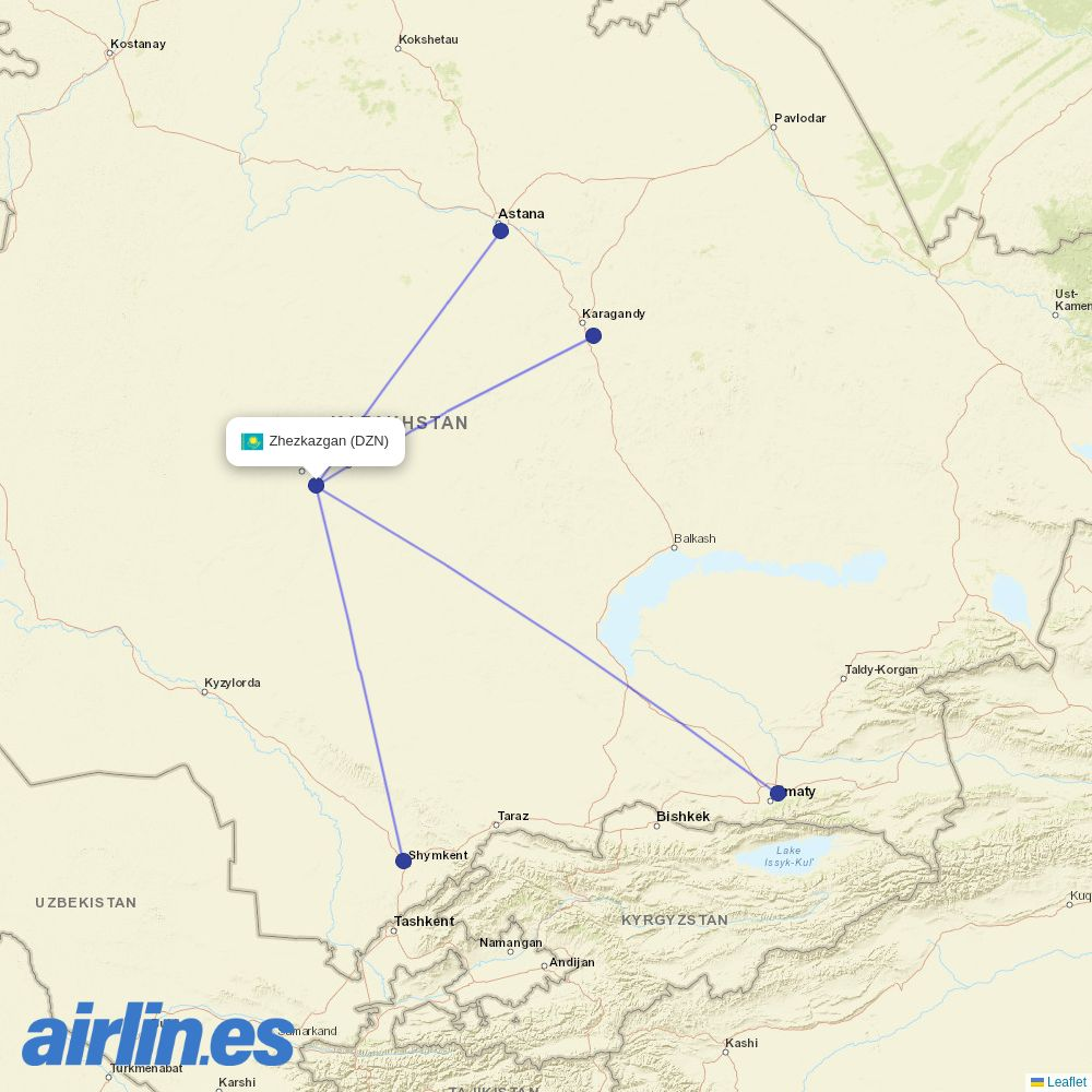 SCAT Airlines at DZN route map