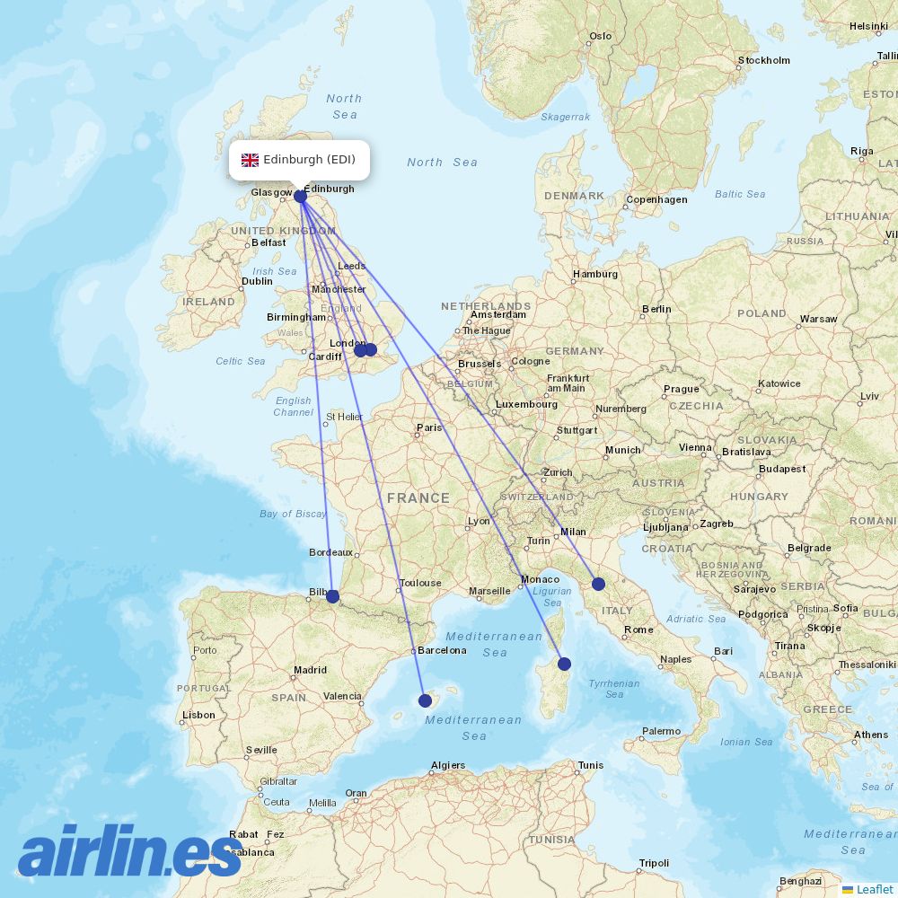 British Airways at EDI route map