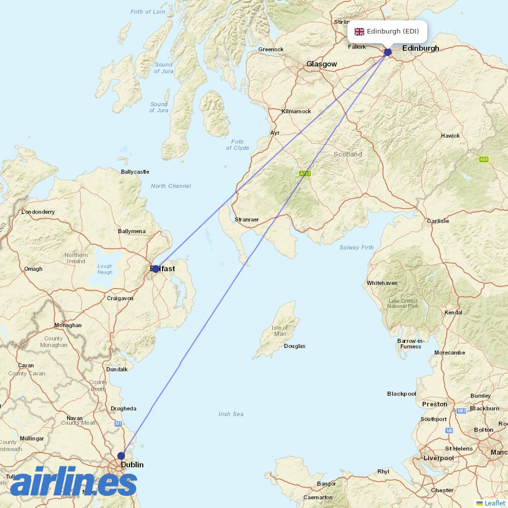 Aer Lingus at EDI route map
