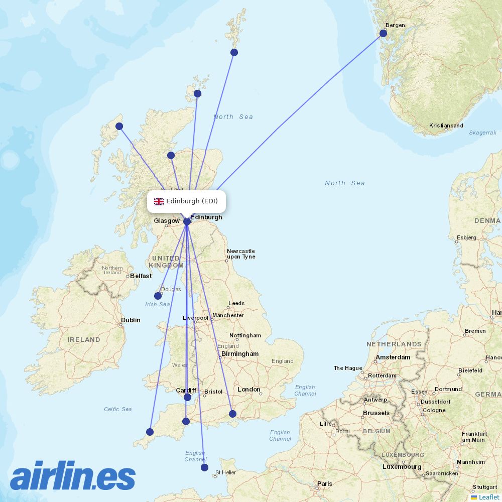 Loganair at EDI route map