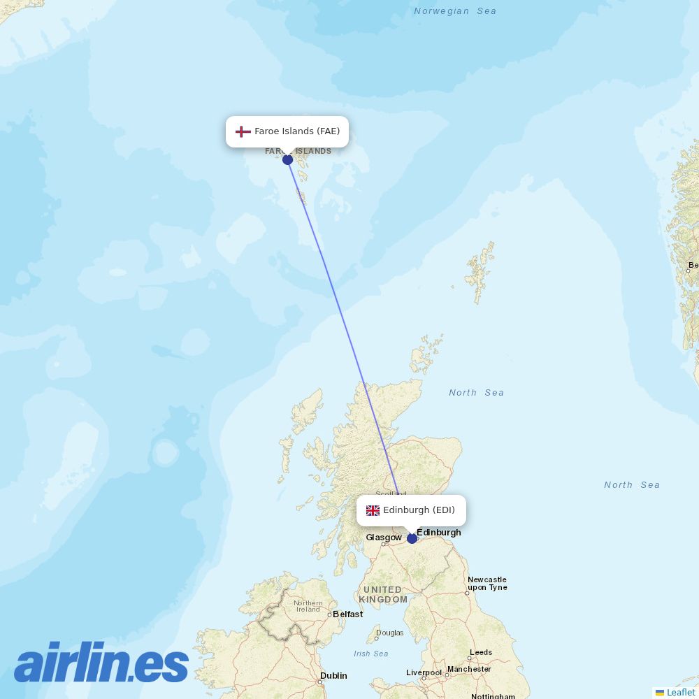 Atlantic Airways at EDI route map