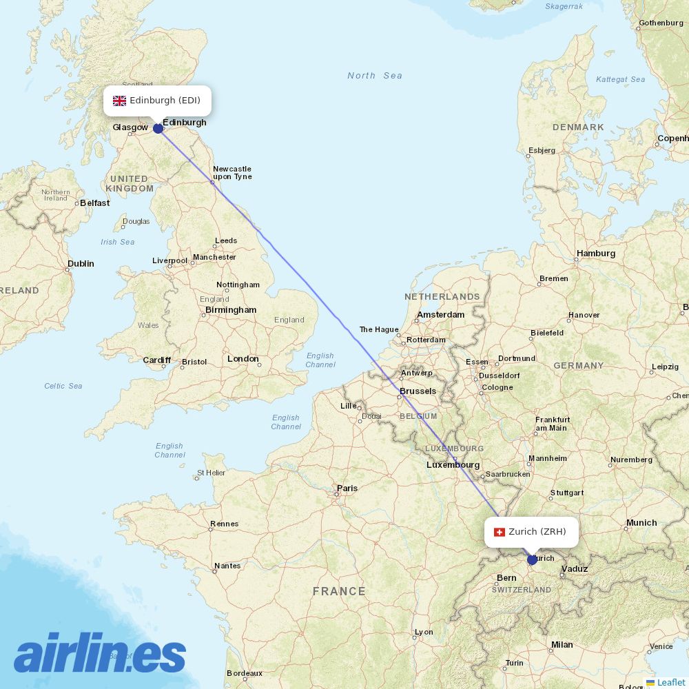 Edelweiss at EDI route map