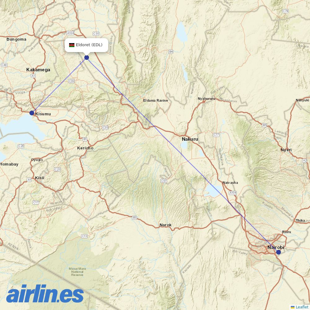 Jambojet at EDL route map