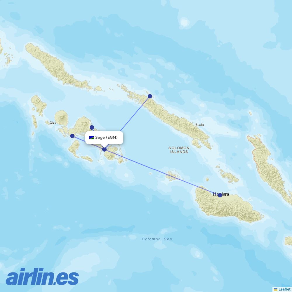 Solomon Airlines at EGM route map