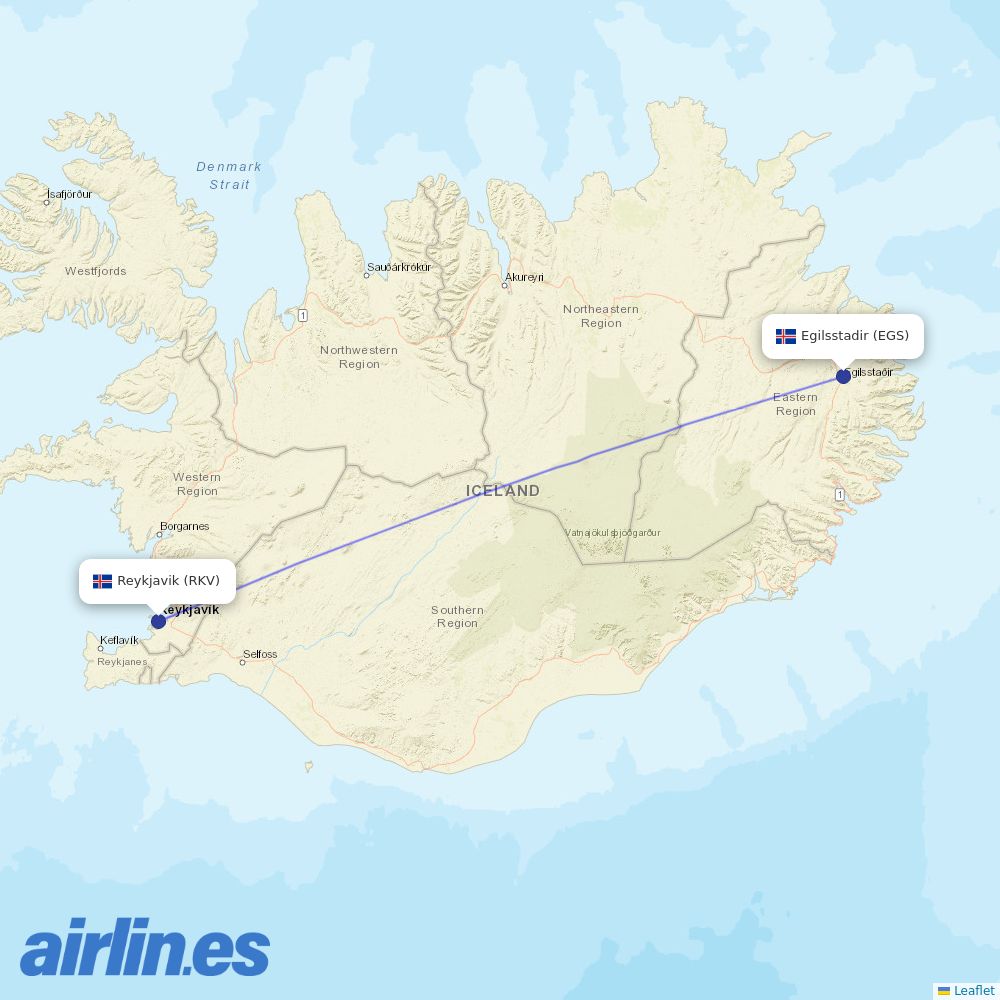 Icelandair at EGS route map