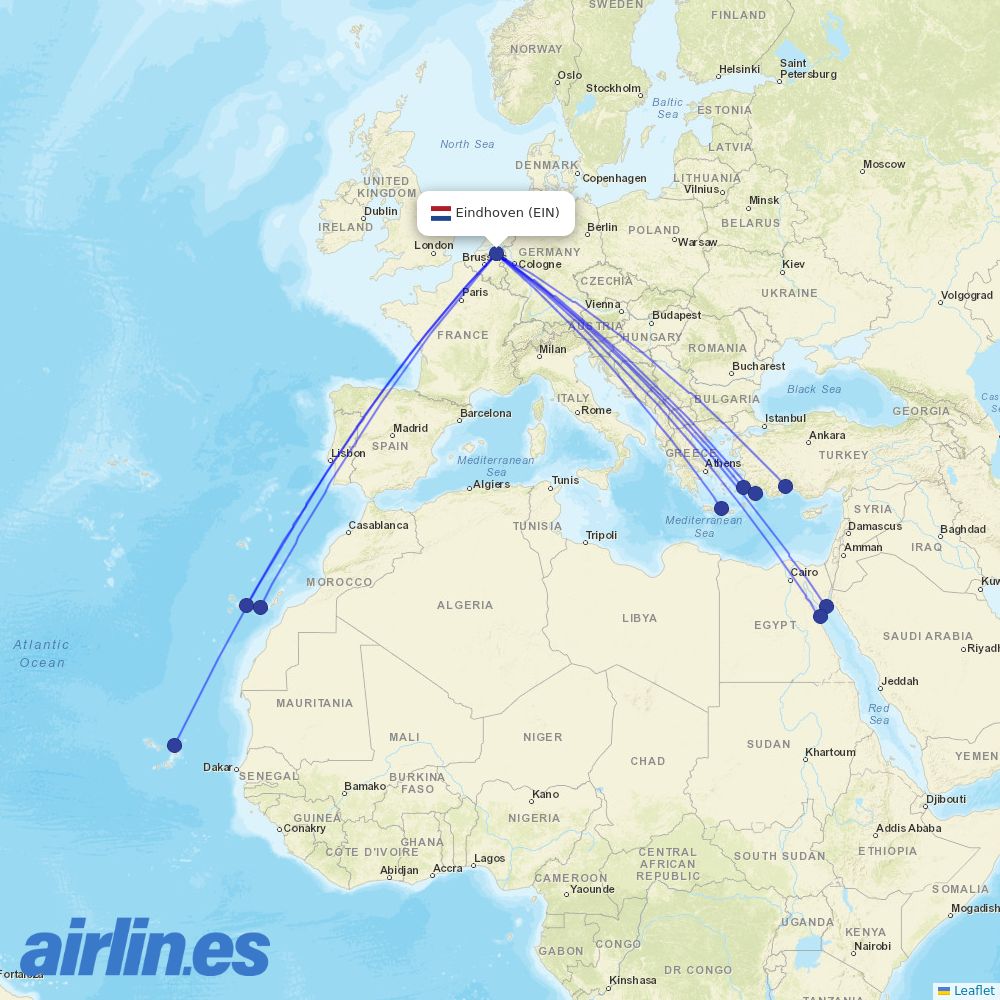 TUIfly Netherlands at EIN route map
