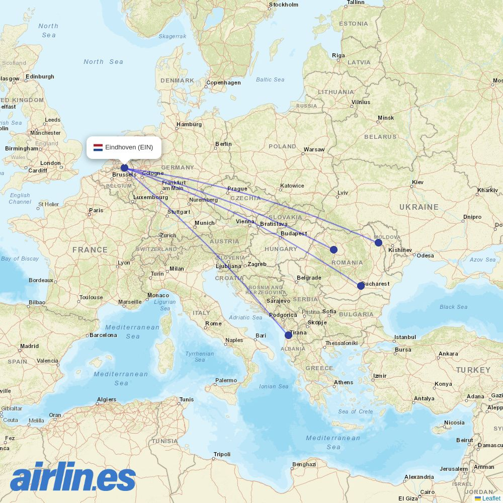 Wizz Air Malta from Eindhoven Airport destination map