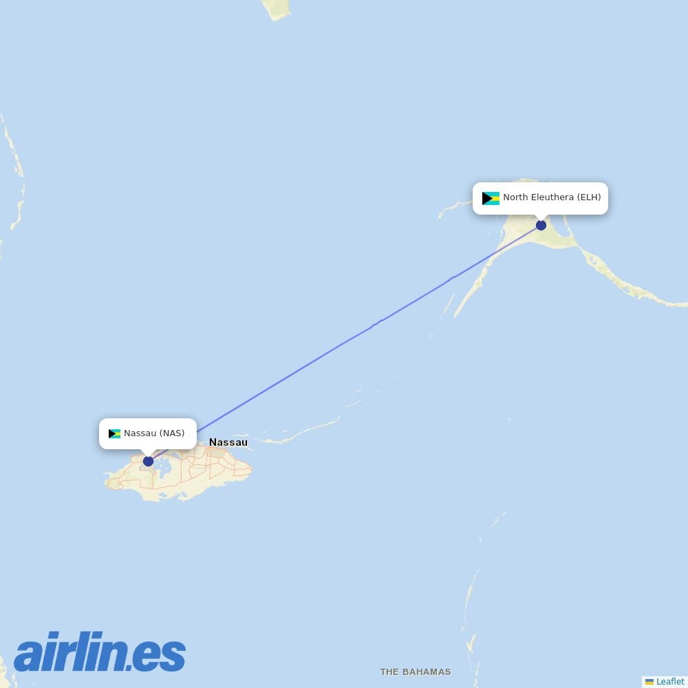 Bahamasair at ELH route map