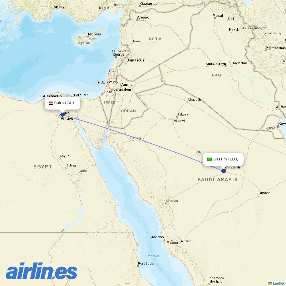 Air Arabia Egypt at ELQ route map