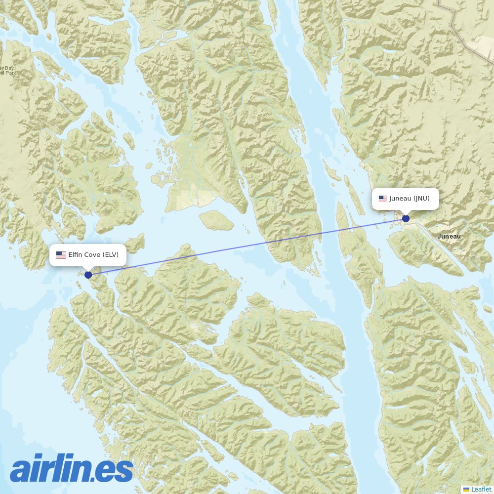 Alaska Seaplanes at ELV route map