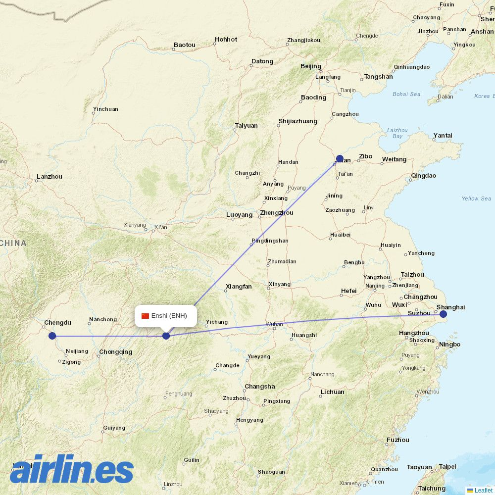 Spring Airlines from Enshi Airport destination map