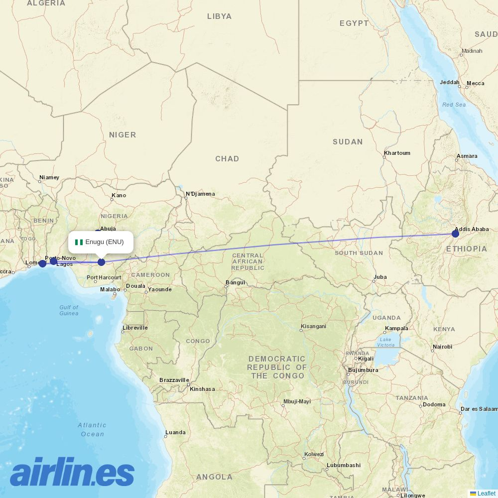 Air Peace at ENU route map