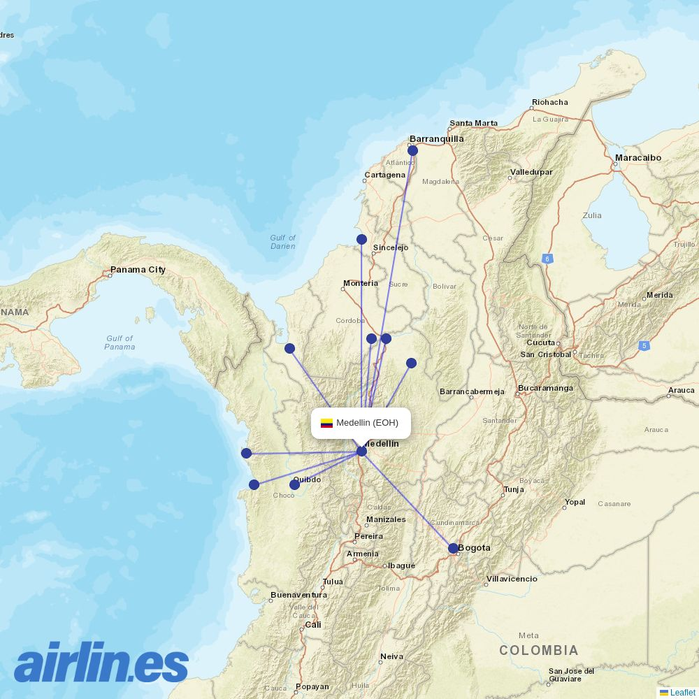 SATENA at EOH route map